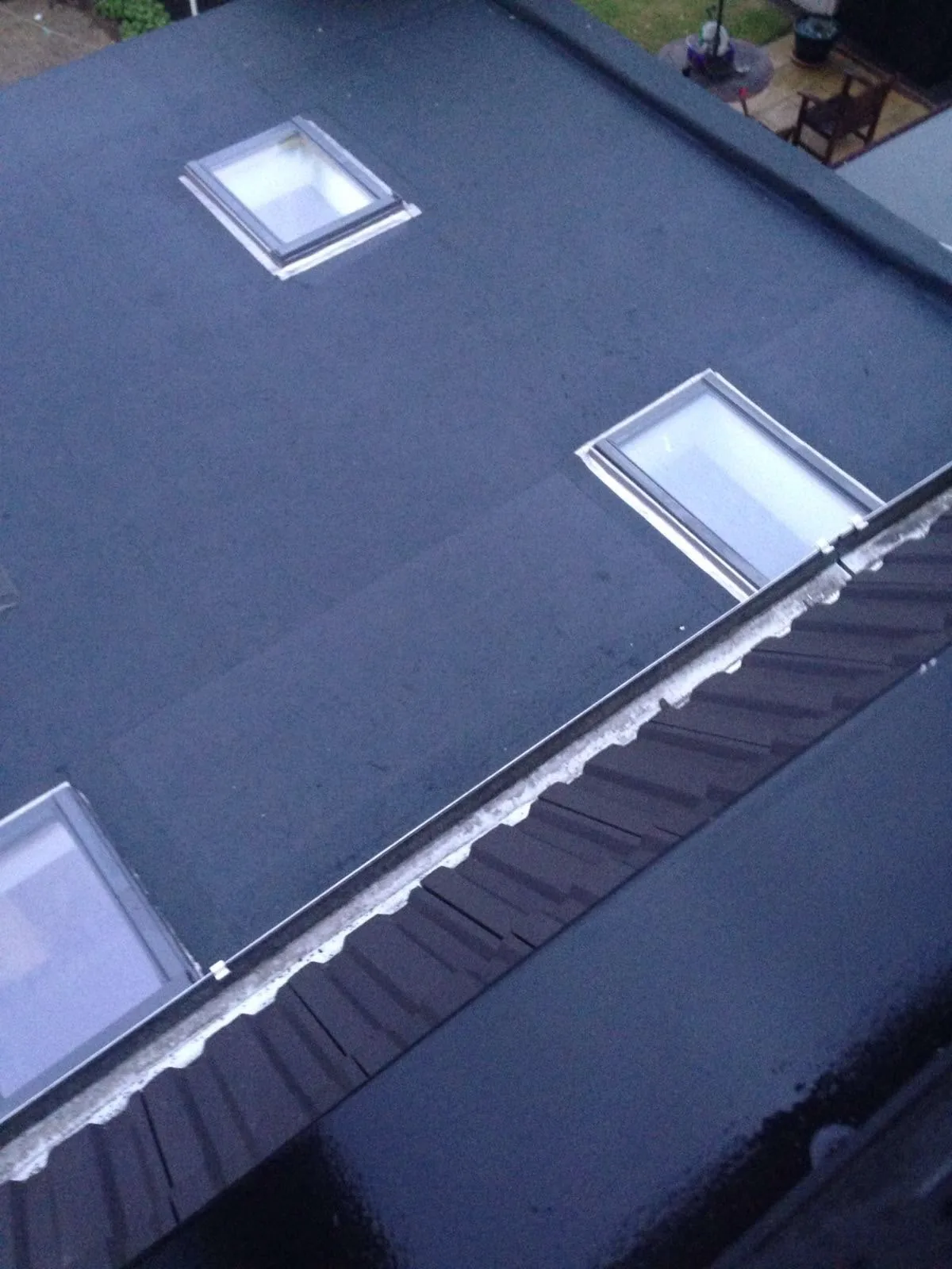 Detailed view of a completed flat roof