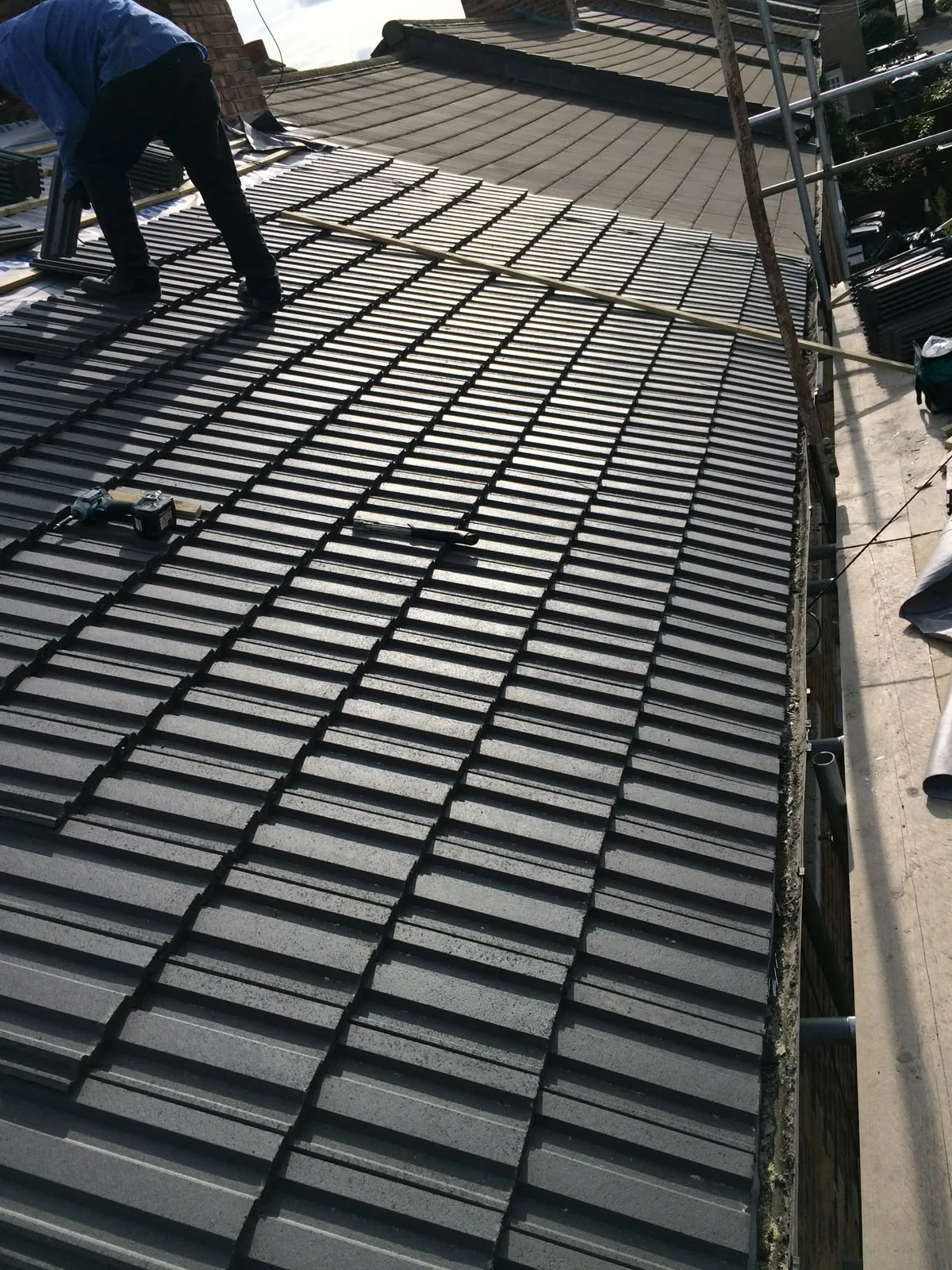 Timber roof framework prepared for a pitched roof